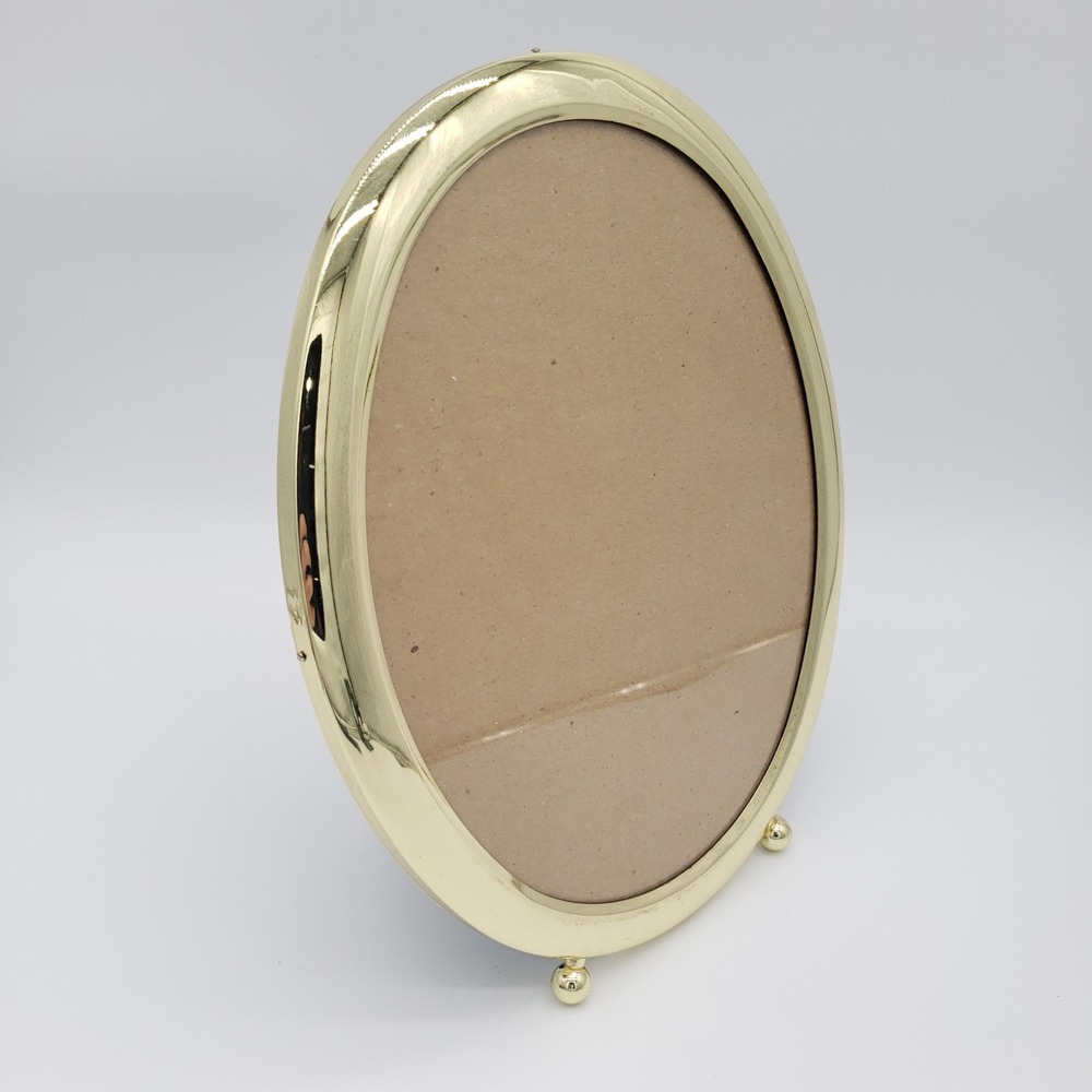 Vintage Hollywood Regency Brass Oval Picture Frame 8x10 Gold Easel Display
